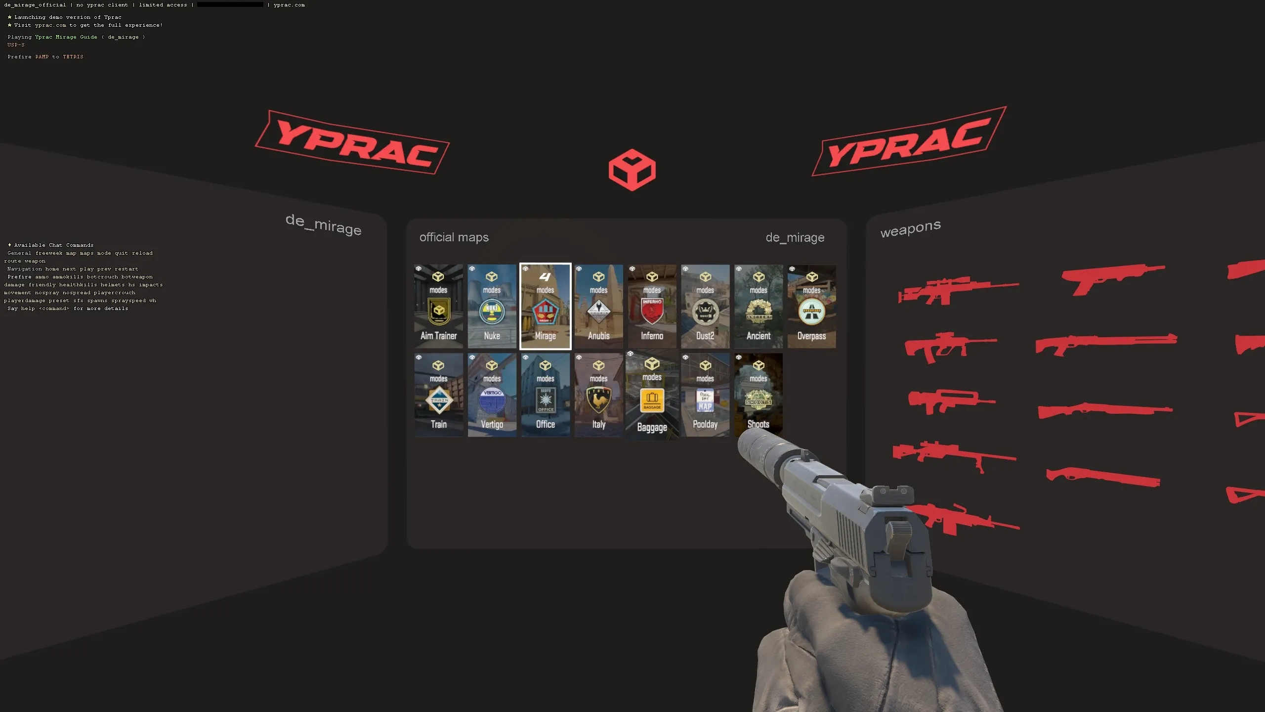 Yprac Practice Maps — utility lineups and map walkthroughs