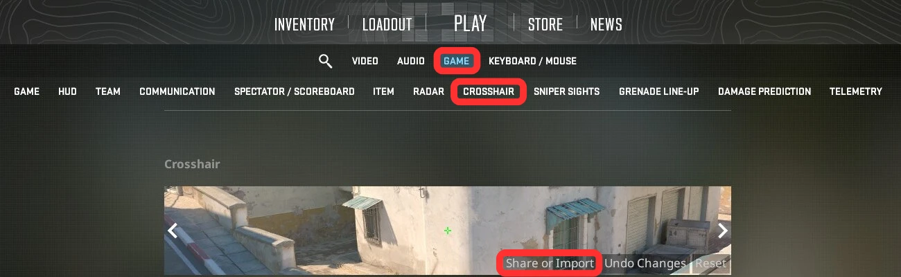 Importing a Crosshair Share-Code